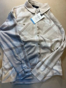 Women's Beige Plaid Flannel Shirt With Button Front & Dual Chest Pockets - Picture 1 of 1
