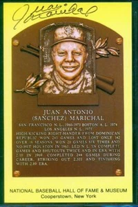 076, Original Autograph of Juan Marichal (2), HOF Plaque Postcard, Giants - Picture 1 of 3