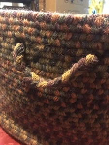 Colonial Mills “Boston Common” Braided Wool Basket With Handles NWT USA 20” Dia - Picture 1 of 12