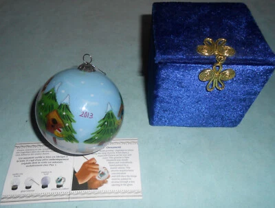 LI BIEN SNOWMEN ORNAMENT, NOS, 2013, CHRISTMAS, GLASS,  WITH STORAGE BOX - Image 1 of 4