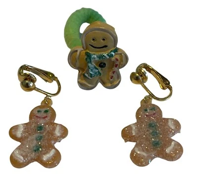 姜饼人夹式耳环和发带套装圣诞假期 — 第 1/4 张图片