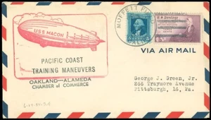 6/19/34 USS MACON PACIFIC COAST TRAINING MANEUVERS Red Oakd-Alam Cachet, MOFFETT - Picture 1 of 1