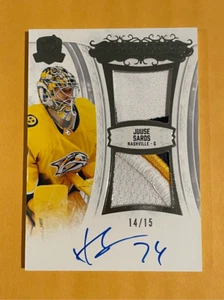 2022-23 Upper Deck The Cup Juuse Saros Emblem Endorsements Dual Patch Auto /15 - Picture 1 of 2