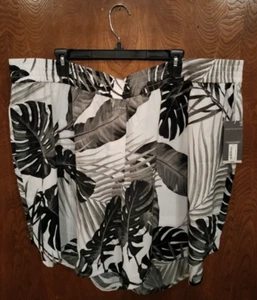 Pantalones cortos de vestir para mujer Nikki estampado de hojas tropicales blanco y negro talla nuevos con etiquetas (3XL) - Imagen 1 de 5