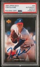 1995 Upper Deck TOM GLAVINE Signed Baseball Card #46 PSA/DNA Auto Grade 9 HOF