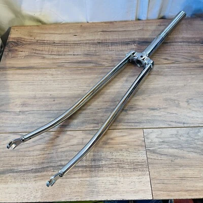 NOS Vintage Tange 700C Road Fork 1-Inch Threaded Lugged Crown Chrome 218 Steerer - Image 1 of 4
