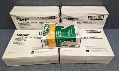 Lote de 9 guantes de examen de vinilo Curad CUR4135R 100 talla única para la mayoría desechables Foto 1 de 3