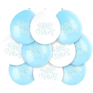 BABY SHOWER - 10 BALLOONS - BLUE & WHITE PARTY DECORATIONS - boy - FAST DISPATCH - Picture 1 of 1