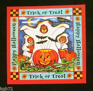 Leanin Tree Halloween Greeting Card Witch Bears Pumpkin Ghost Multi Color HW19 - Picture 1 of 2