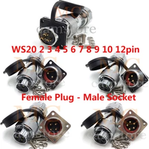 WS20 2-12pin Aviation Plug + Socket Cable panel mount IP67 water proof Connector - Picture 1 of 24