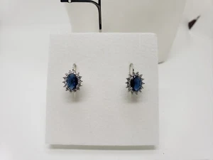 ORECCHINI BOTTONE A MONACHELLA CON CRISTALLO BLU E ZIRCONI ARGENTO 925 (0320) - Foto 1 di 7