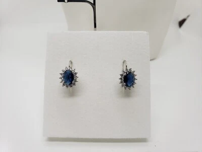 ORECCHINI BOTTONE A MONACHELLA CON CRISTALLO BLU E ZIRCONI ARGENTO 925 (0320) - Immagine 1 di 4