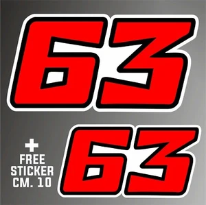 adesivo 63 Bagnaia moto gp car sticker aufkleber + 1 FREE STICKER CM. 10 - Imagen 1 de 3