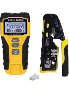 Klein Tools 80072 RJ45 Cable Tester Kit with LAN Scout Jr. 2, Coax Crimper … - Picture 1 of 10