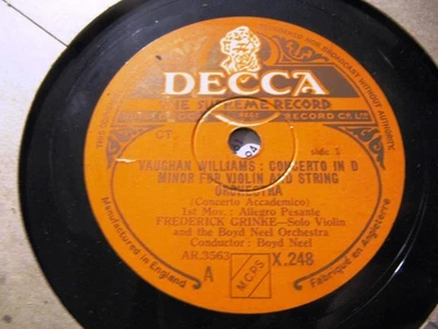 Frederick Grinke Violin VAUGHAN WILLIAMS Concerto accademico Boyd Neel 2x Decca - Image 1 of 2