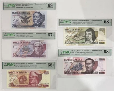 BANCO DE MEXICO 2000 Commemorative - PICK 111 TO 115 - PMG - Image 1 of 4