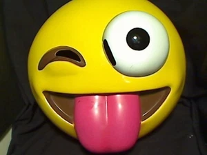 Texting Emoticon Tongue Stuck Out Face Mask Costume - Picture 1 of 4