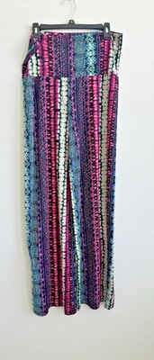 Pantalones Palazzo Bobbie Brooks Para Mujer Coloridos Rosa Azul Elásticos XL Foto 1 de 4