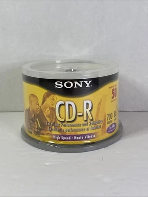 Paquete de 50 discos grabables de alta velocidad Sony CD-R 700 MB 1X-48X 80 min Foto 1 de 2