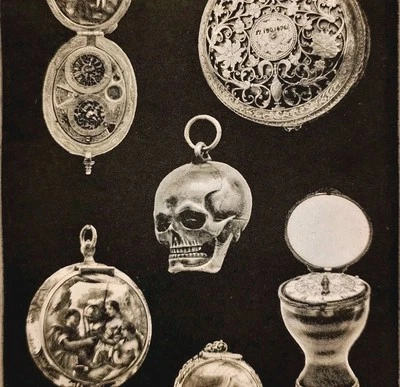 Reloj Calavera Siglo XVII 1919 Fotograbado Contar el Tiempo a Través de la Edad Impresión DWSS24 Foto 1 de 3