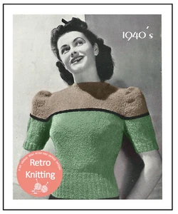 1940s Boucelet Sweater - Vintage Knitting Pattern Copy - Picture 1 of 1