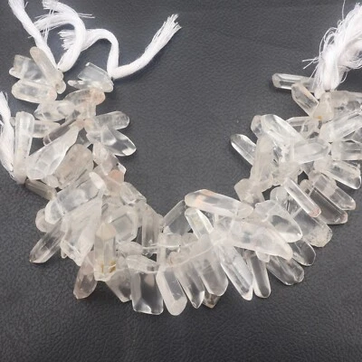 Natural Crystal Beads 8 Inch Strand 18-23 MM Beads Faceted Pencil Shape Beads - Image 1 of 4