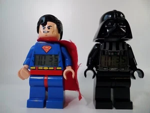 2015 ClicTime Lego Darth Vader And Superman Digital Alarm Clock 9" Figures - Picture 1 of 20