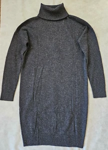Garnet Hill 100% Recycled Cashmere Speckled Gray Turtleneck Sweater Dress XS - Picture 1 of 7