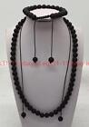 8mm Black Matte Agate Gemstone Handmade Braid Necklace18'' Bracelet7.5'' Set