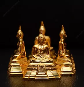 Gold Color Plastic Buddha Statue Concentration Style Figurine Theravada Home Car - Bild 1 von 4