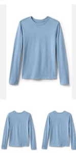 Lands' End Girls Long Slv Essential T-shirt Chambray Blue XL US(16) Nwot #19 - Picture 1 of 1