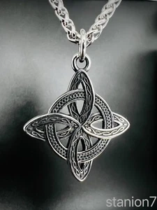 Hexenknoten Anhänger Edelstahl Kette Magie Amulett Kelten Knoten Kreis Biker 339 - Bild 1 von 6