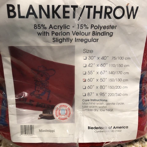 Ole Miss Fleece 60” x 50” Acrylic Polyester Blanket Biederlack of America New Cover