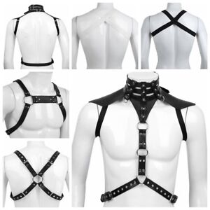 Men's Male Faux Leather Body Chest Bodysuit Harness Belt Night Clubwear Costume