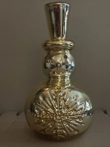 Christmas Shiny Glass Snowman Tabletop Decor Gold Holiday Time 11” - Picture 1 of 4
