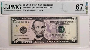 United States-Federal Reserve 5 Dollars 2013 Fr#1996-L(MLJ Block) Grade 67EPQ #2 - Picture 1 of 6
