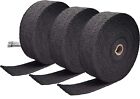 Black Fiberglass Exhaust Header Heat Wrap 3 Roll 2" x 50'  With Stainless Straps
