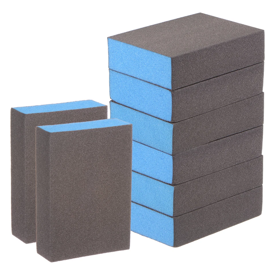 Blocos de esponja de lixa 8 peças 1200-1500 grãos bloco de lixa 100x70x25mm marrom e azul - Imagem 1 de 4