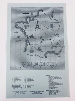 Sue Hillis Designs Map of FRANCE Counted Cross Stitch Pattern Chart Design - Image 1 of 2