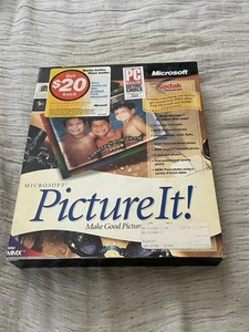 Microsoft Picture It Version 2.0 Factory Sealed Windows 95 Software Box Vintage - Picture 1 of 9