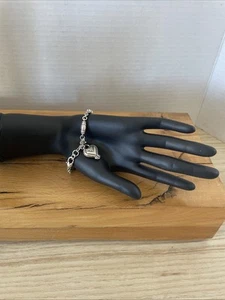 Brighton Bracelet Blair w Silver Tone Heart Charm Beaded Link Design Retired 7” - Picture 1 of 6