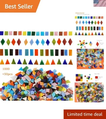1050 Pieces Art Deco Glass Mosaic Tiles - Colorful Crafting for Art Lovers - Image 1 of 4