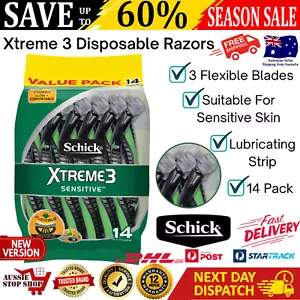 Schick Mens Razors Shavers 14pk Sensitive Xtreme 3 Close Shave Shaving Kit MEW - Picture 1 of 13
