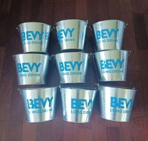 Lote de 9 latas de botellas de metal galvanizado Bevy Long Drink Ice Cubet con mango - Imagen 1 de 6