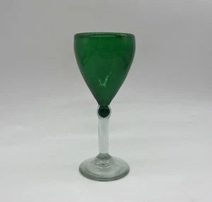 Vintage Hand Blown Green Wine Glass Goblet - Picture 1 of 5