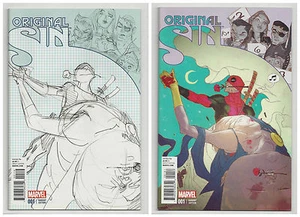 ORIGINAL SIN #1 DEADPOOL PARTY SKETCH VARIANT & COLOR Marvel 1 PER STORE NM - Picture 1 of 5