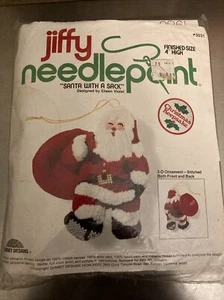 Sealed Jiffy Sunset Designs 1978 Needlepoint SANTA WITH A SACK 3D Ornament #5031 - Picture 1 of 10
