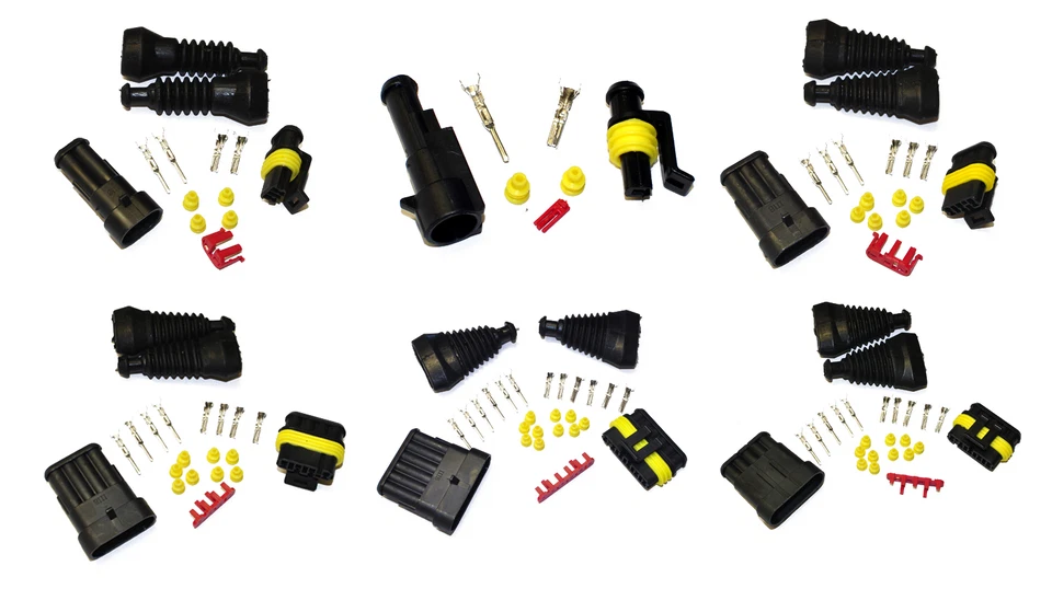 SUPERSEAL AMP TYCO WATERPROOF ELECTRICAL CONNECTOR KIT 1 2 3 4 5 6 WAY PIN PLUG - Image 1 of 1