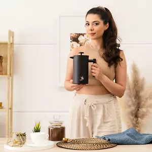 imex French Press acero inoxidable 1L negro prensa de café de doble pared - Imagen 1 de 14