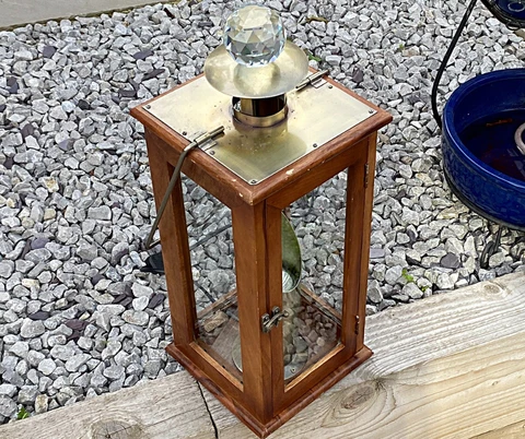 Vintage Antique Uplighter Made From Hardwood Candle Lantern Box Fully Working Cover